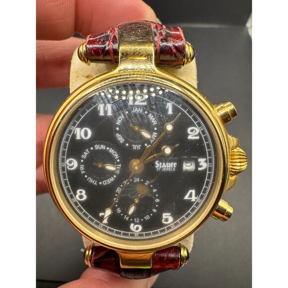 Mens Stauer Calendar Sun And Moon Watch Ref. DS 14685 Automatic Working - Picture 1 of 16